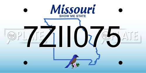7ZII075 Missouri License Plate