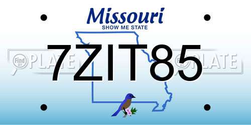 7ZIT85 Missouri License Plate