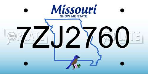 7ZJ2760 Missouri License Plate
