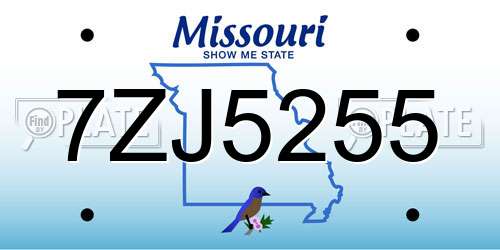 7ZJ5255 Missouri License Plate