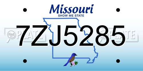 7ZJ5285 Missouri License Plate