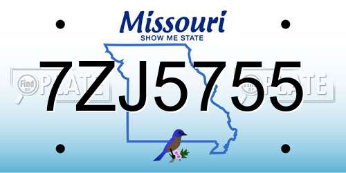 7ZJ5755 Missouri License Plate