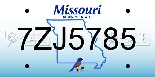 7ZJ5785 Missouri License Plate