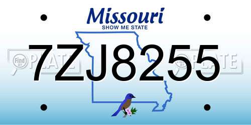 7ZJ8255 Missouri License Plate