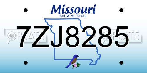 7ZJ8285 Missouri License Plate