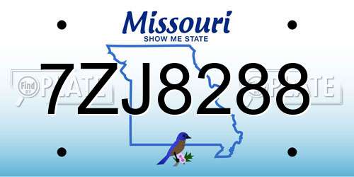 7ZJ8288 Missouri License Plate