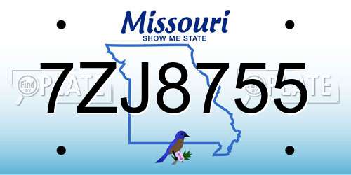 7ZJ8755 Missouri License Plate