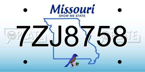 7ZJ8758 Missouri License Plate