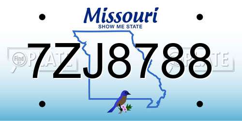 7ZJ8788 Missouri License Plate
