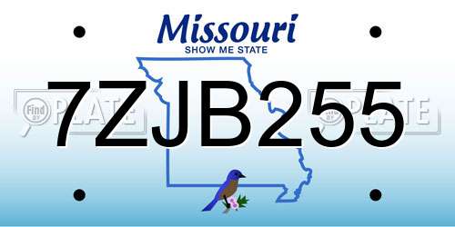 7ZJB255 Missouri License Plate