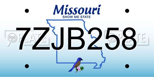 7ZJB258 Missouri License Plate
