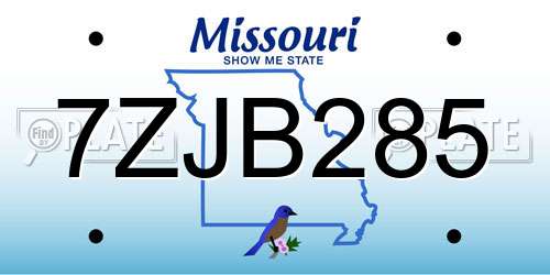 7ZJB285 Missouri License Plate