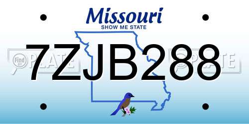 7ZJB288 Missouri License Plate