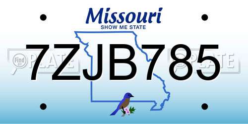 7ZJB785 Missouri License Plate
