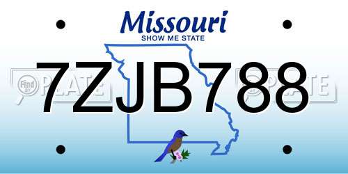 7ZJB788 Missouri License Plate