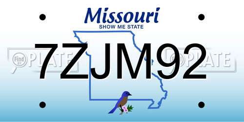 7ZJM92 Missouri License Plate