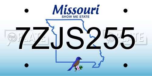 7ZJS255 Missouri License Plate