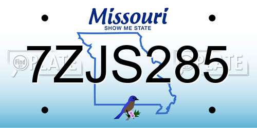 7ZJS285 Missouri License Plate