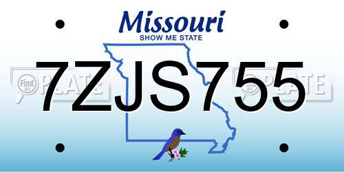 7ZJS755 Missouri License Plate