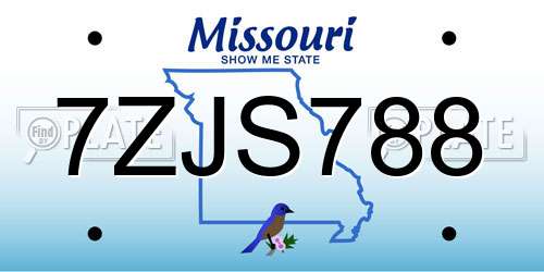 7ZJS788 Missouri License Plate