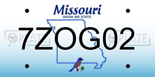 7ZOG02 Missouri License Plate