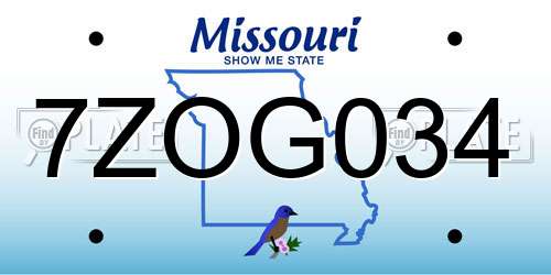 7ZOG034 Missouri License Plate