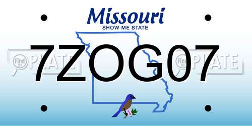 7ZOG07 Missouri License Plate