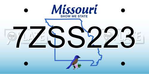 7ZSS223 Missouri License Plate