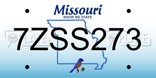 7ZSS273 Missouri License Plate