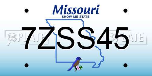 7ZSS45 Missouri License Plate