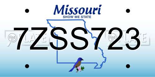 7ZSS723 Missouri License Plate