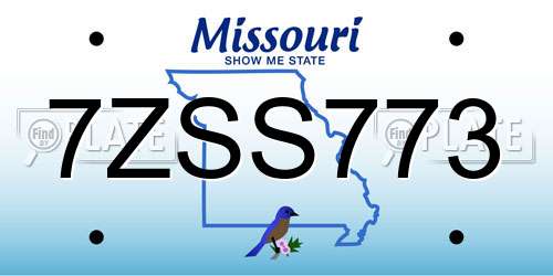 7ZSS773 Missouri License Plate