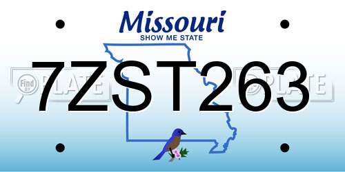 7ZST263 Missouri License Plate
