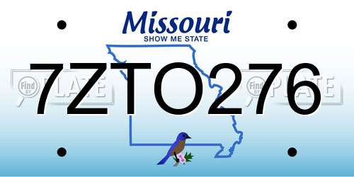 7ZTO276 Missouri License Plate