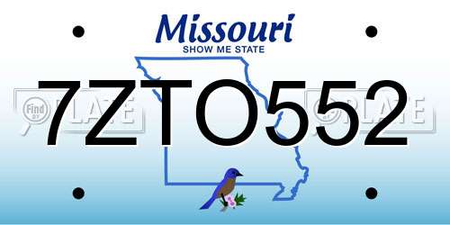7ZTO552 Missouri License Plate