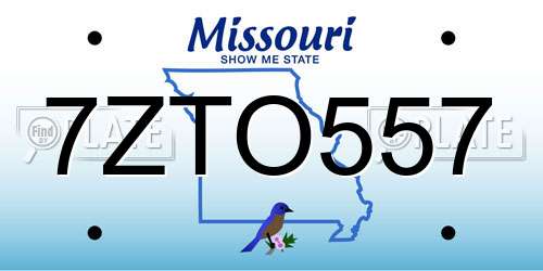 7ZTO557 Missouri License Plate