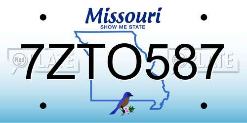7ZTO587 Missouri License Plate