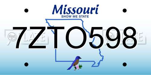 7ZTO598 Missouri License Plate
