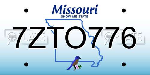 7ZTO776 Missouri License Plate
