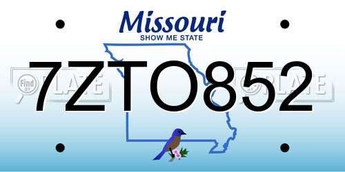 7ZTO852 Missouri License Plate
