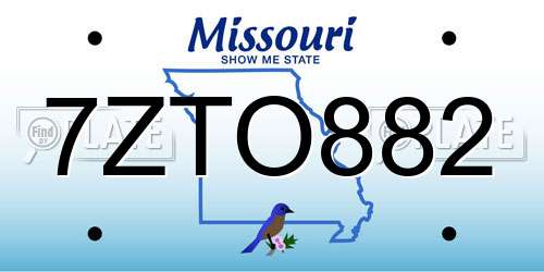 7ZTO882 Missouri License Plate