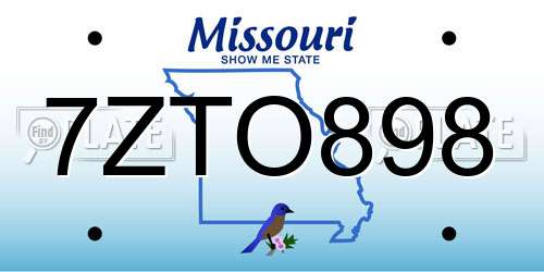 7ZTO898 Missouri License Plate