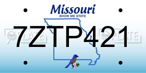 7ZTP421 Missouri License Plate