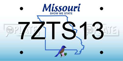 7ZTS13 Missouri License Plate