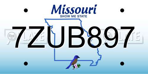 7ZUB897 Missouri License Plate