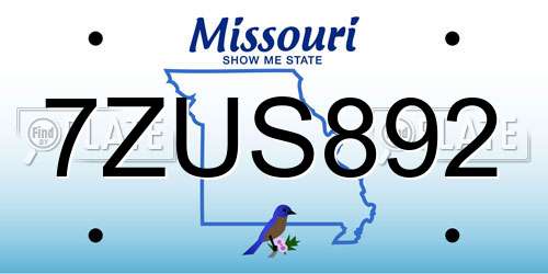 7ZUS892 Missouri License Plate