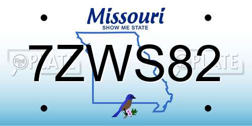 7ZWS82 Missouri License Plate