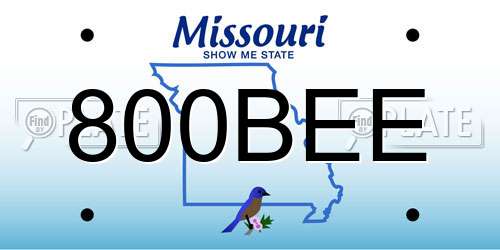 800BEE Missouri License Plate