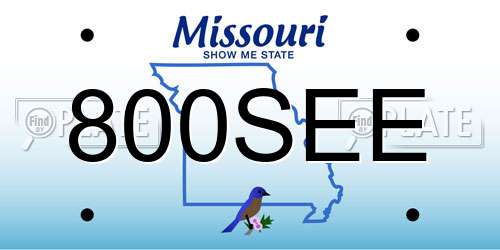 800SEE Missouri License Plate
