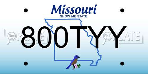 800TYY Missouri License Plate